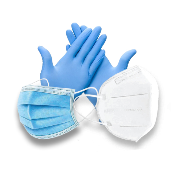 Face masks and protective gloves